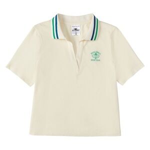 Cream Crane Women’s Pickle Ball Polo Shirt with Green Accents Size Small NWT